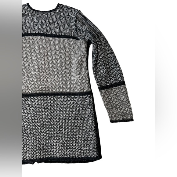 Nic + Zoe Medium Cardigan Knit Sweater Full Zip Reversible Black Gray Tunic Long - Picture 6 of 12